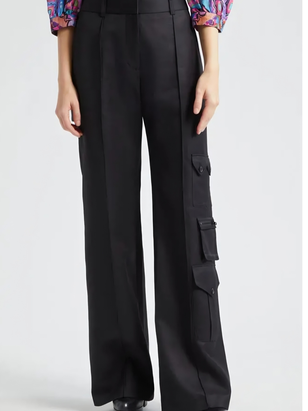 SMYTHE Women's Black Wide-Leg Cargo Pants Size 2